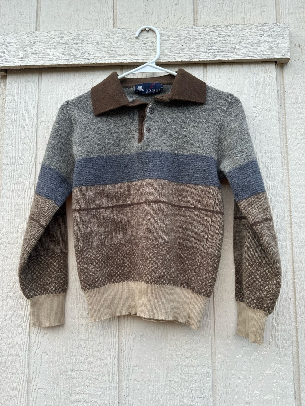 Vintage 90’s Casablanca Pure Wool Kids Striped Collar Sweater
